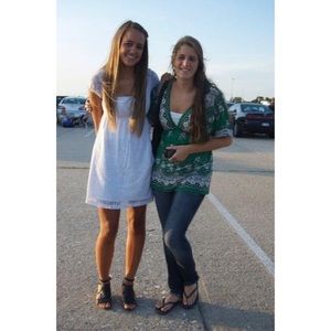 Guess White Lace Short Sleeve Dress Tie Waist Size Medium